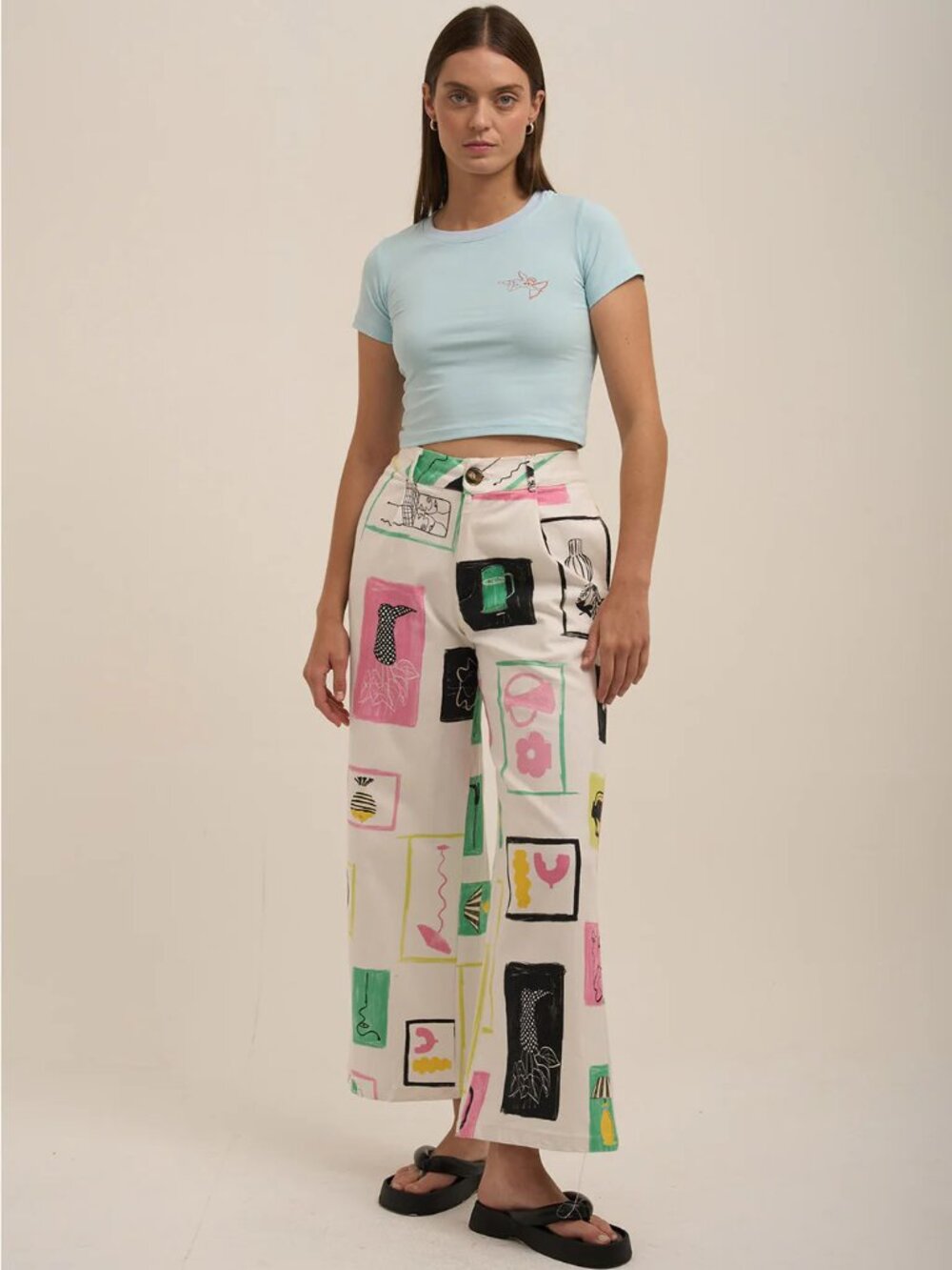 Eloisa Renee High Rise Flare Patterned Pants 6